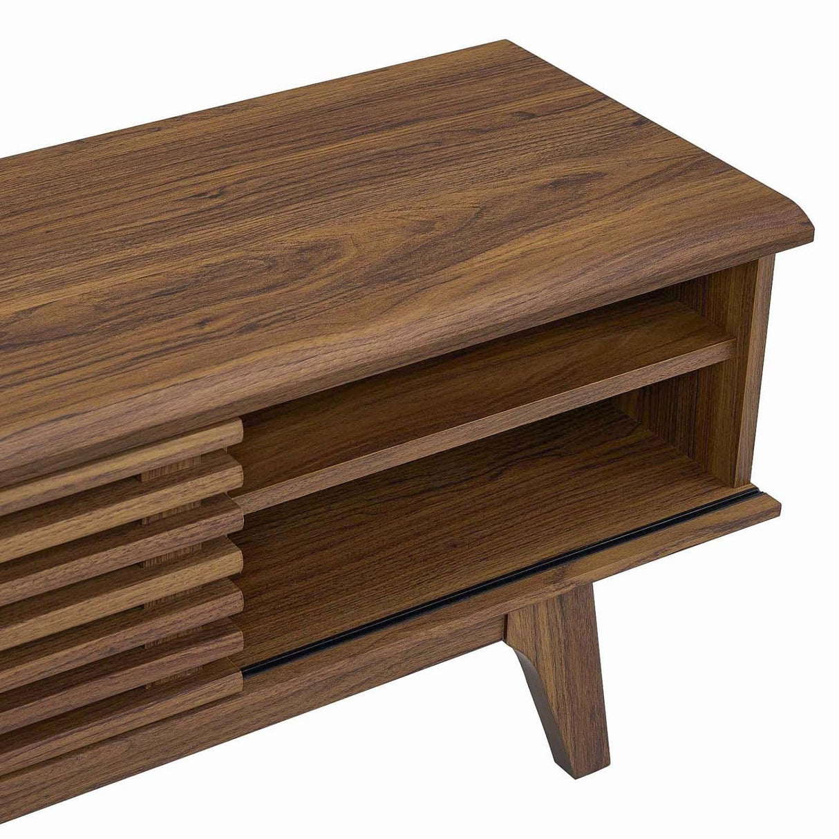 Modway Render 70" Mid-Century Modern Low Profile Media Console TV Stand, 70 Inch, Walnut Walnut Modway