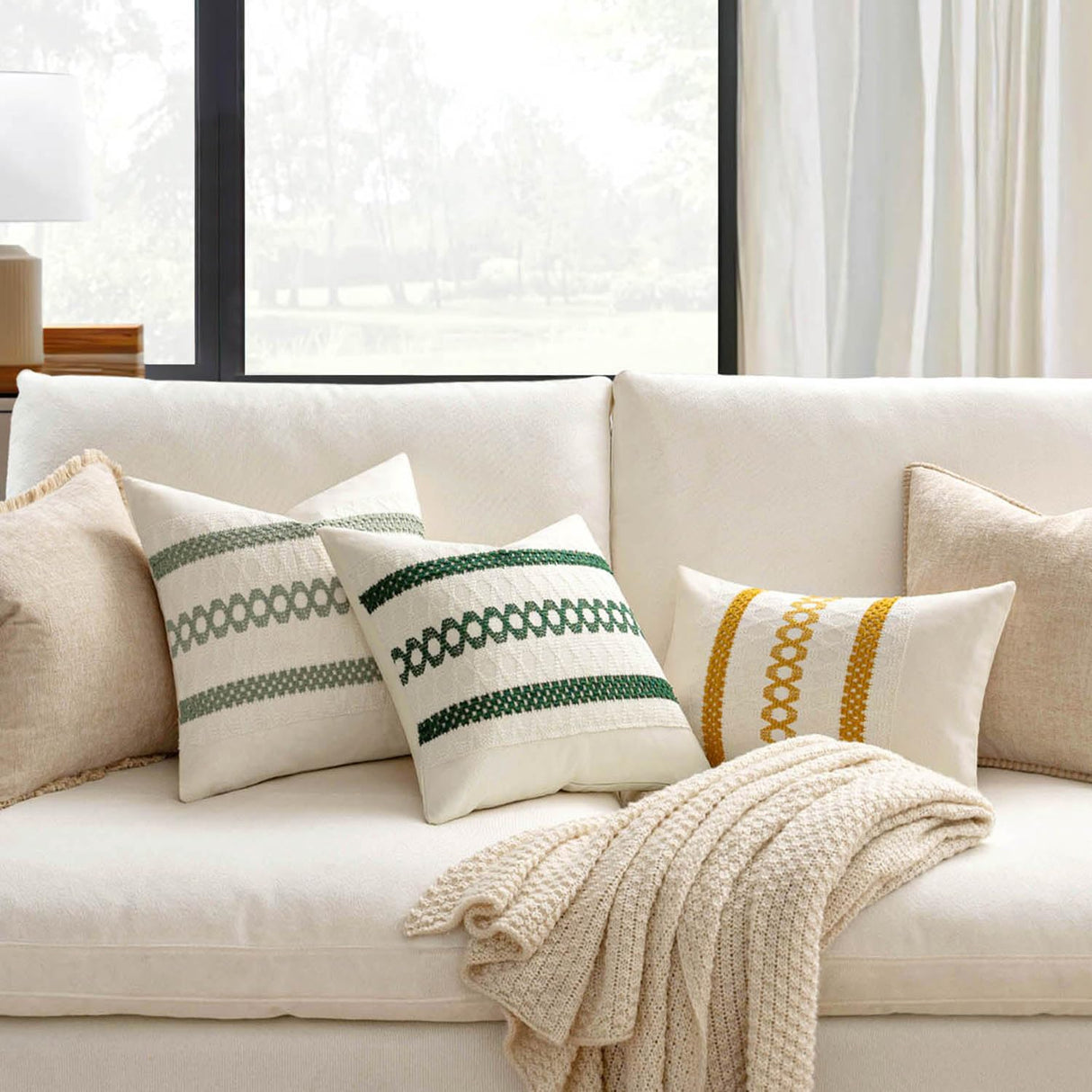 MIULEE Set of 2 Sage Green Boho Decorative Pillow Covers 18x18 Inch Farmhouse Rustic Couch Throw Pillows Modern Summer Cotton Cushion Covers Retro Cute Macrame Woven Home Decor for Bed Sofa Chair MIULEE