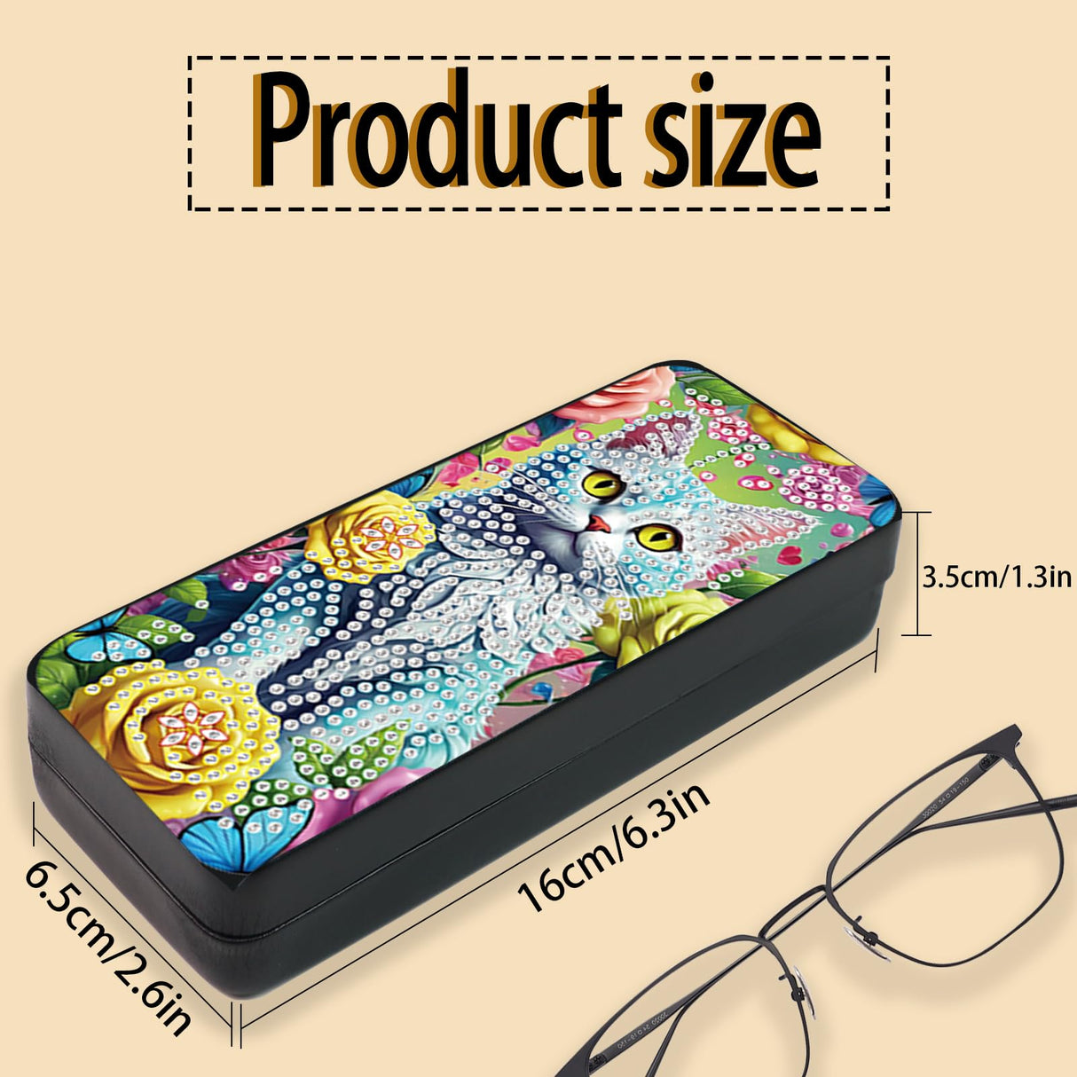 JISHSHAY Diamond Art Glasses Case Cat Diamond Painting Glasses Holder Gem Art Sunglasses Holder Gem Painting Sunglass Organizer Mosaic Kits for Adults Embroidery Kit Jigsaw Puzzles Eyeglass Case JISHSHAY