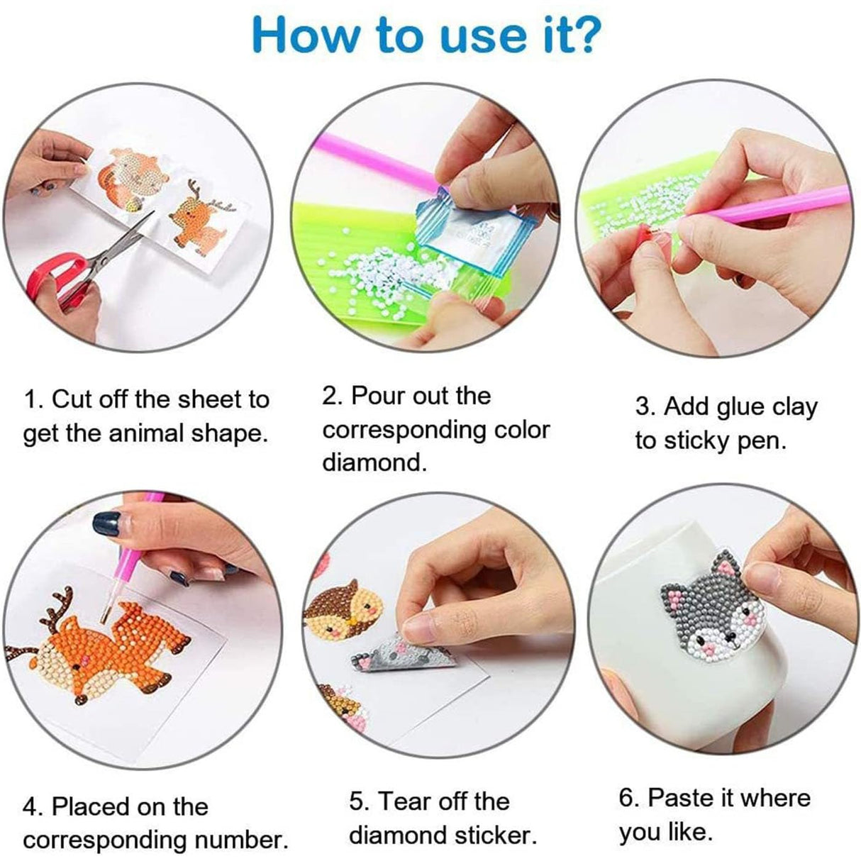 SHOWERRING 5D DIY Diamond Art Stickers Kits for Kids,Cartoon Gem Digital Art Painting Stickers Mosaic Craft Kit (Castle Princess) SHOWERRING