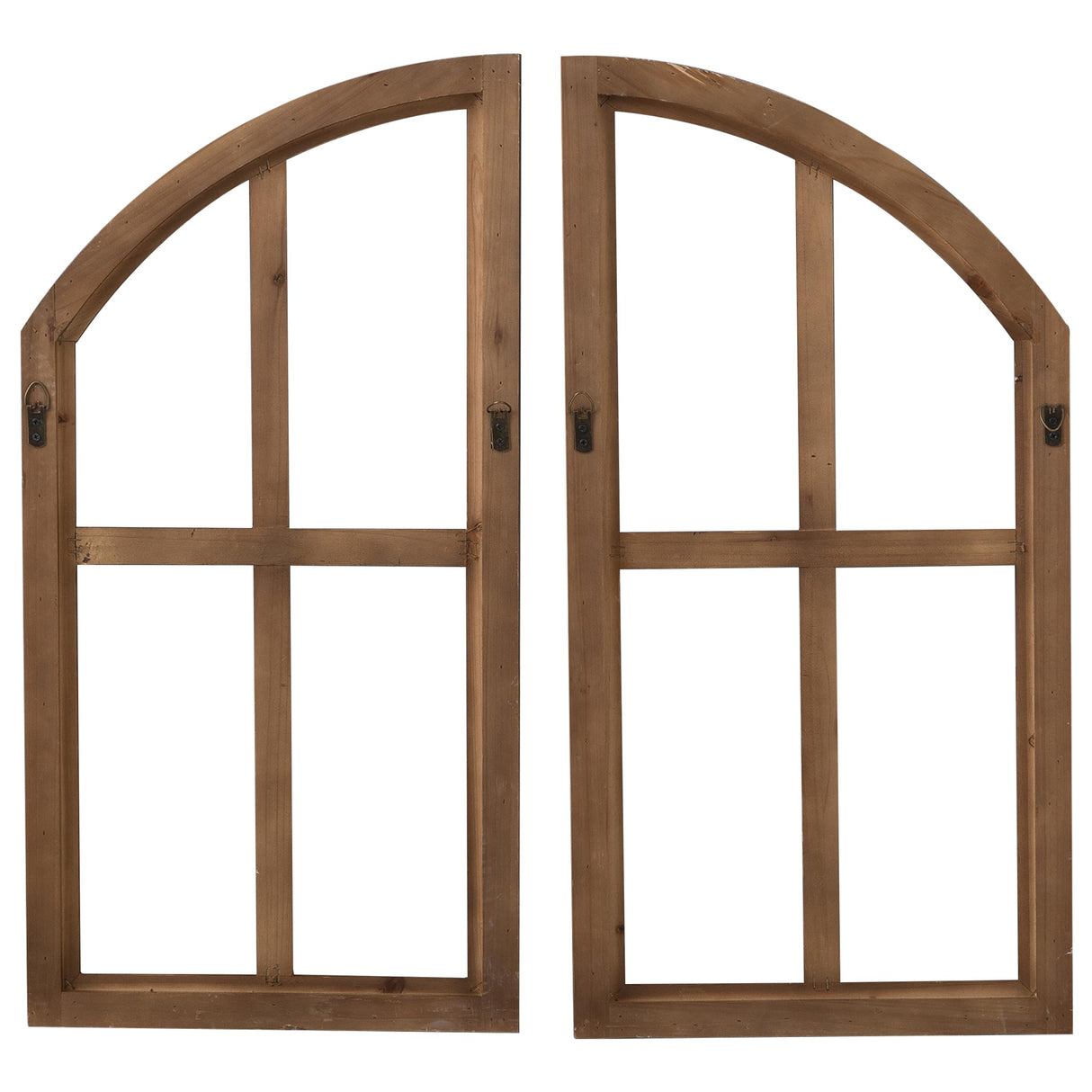 Sintosin Farmhouse Arched Window Frame Wall Decor 30 Inch, Set of 2 Hanging Burning Finished Wooden Window Pane above Bed Wall Art, Rustic Home Decor for Living Room Fireplace Entryway Hallway Sintosin