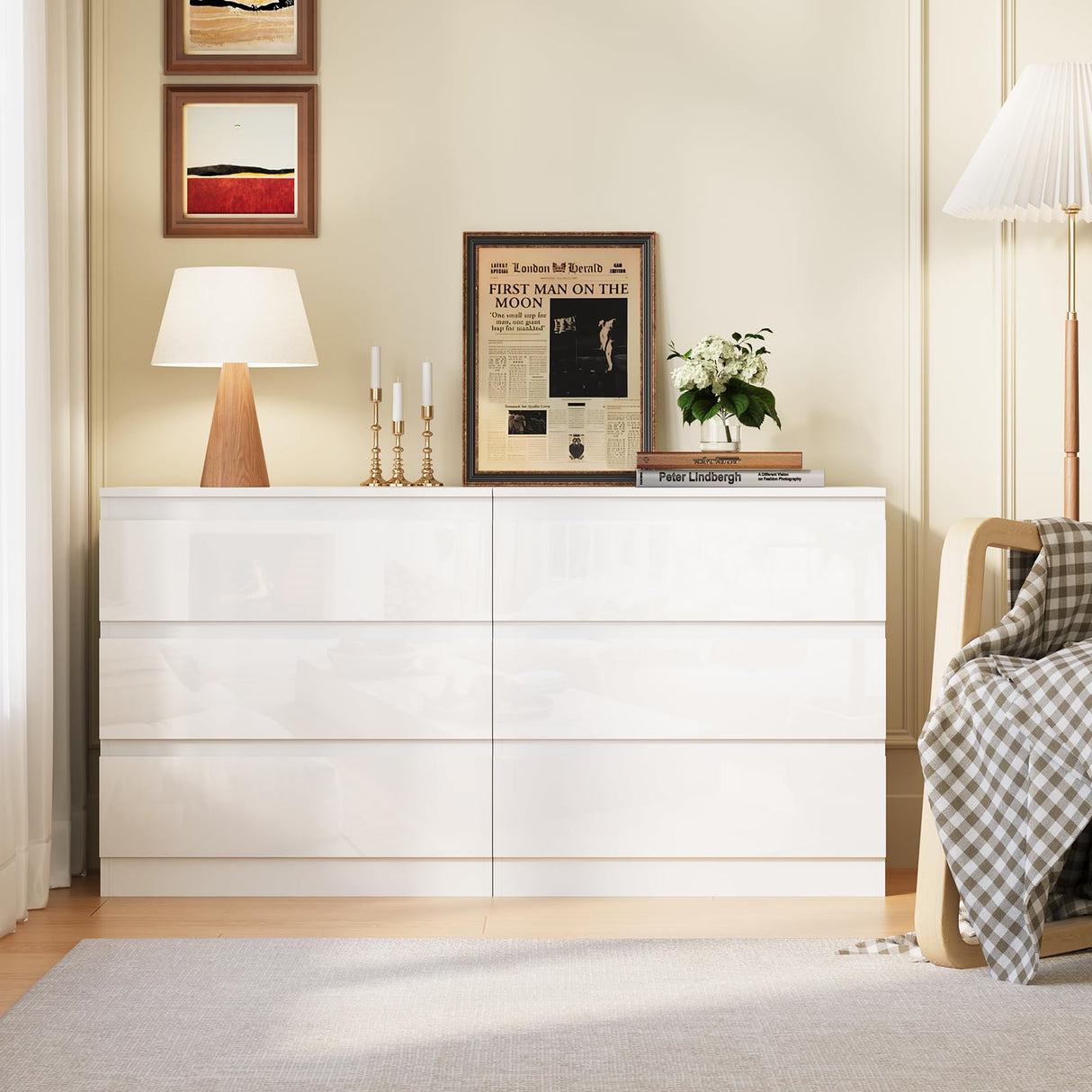 OtterOasis White Wood Dresser for Bedroom, 3 Drawer Dresser for Clothes Storage, Modern Dressers with Wide Drawers, Wide Wooden Chest Drawers for Living Room, Entryway, TV Stand OtterOasis