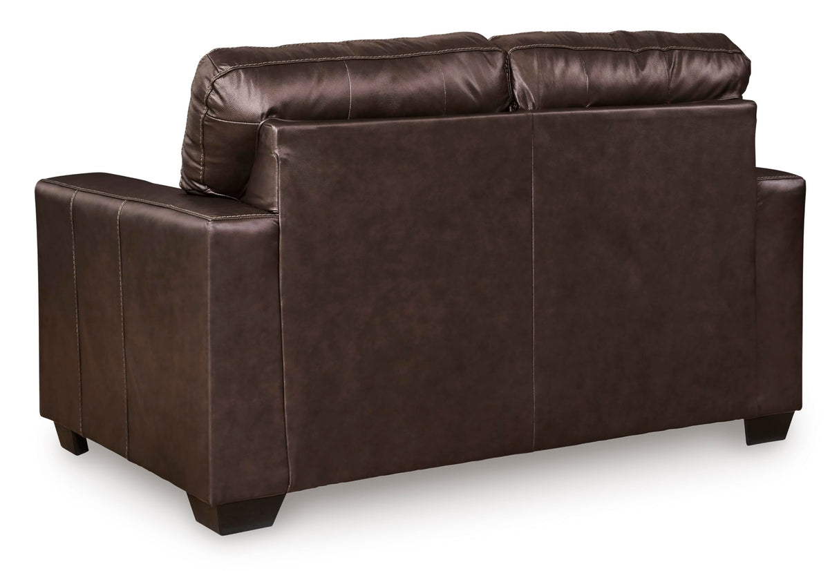 Signature Design by Ashley Santorine Transitional Tufted Leather Match Loveseat, Dark Brown Signature Design by Ashley