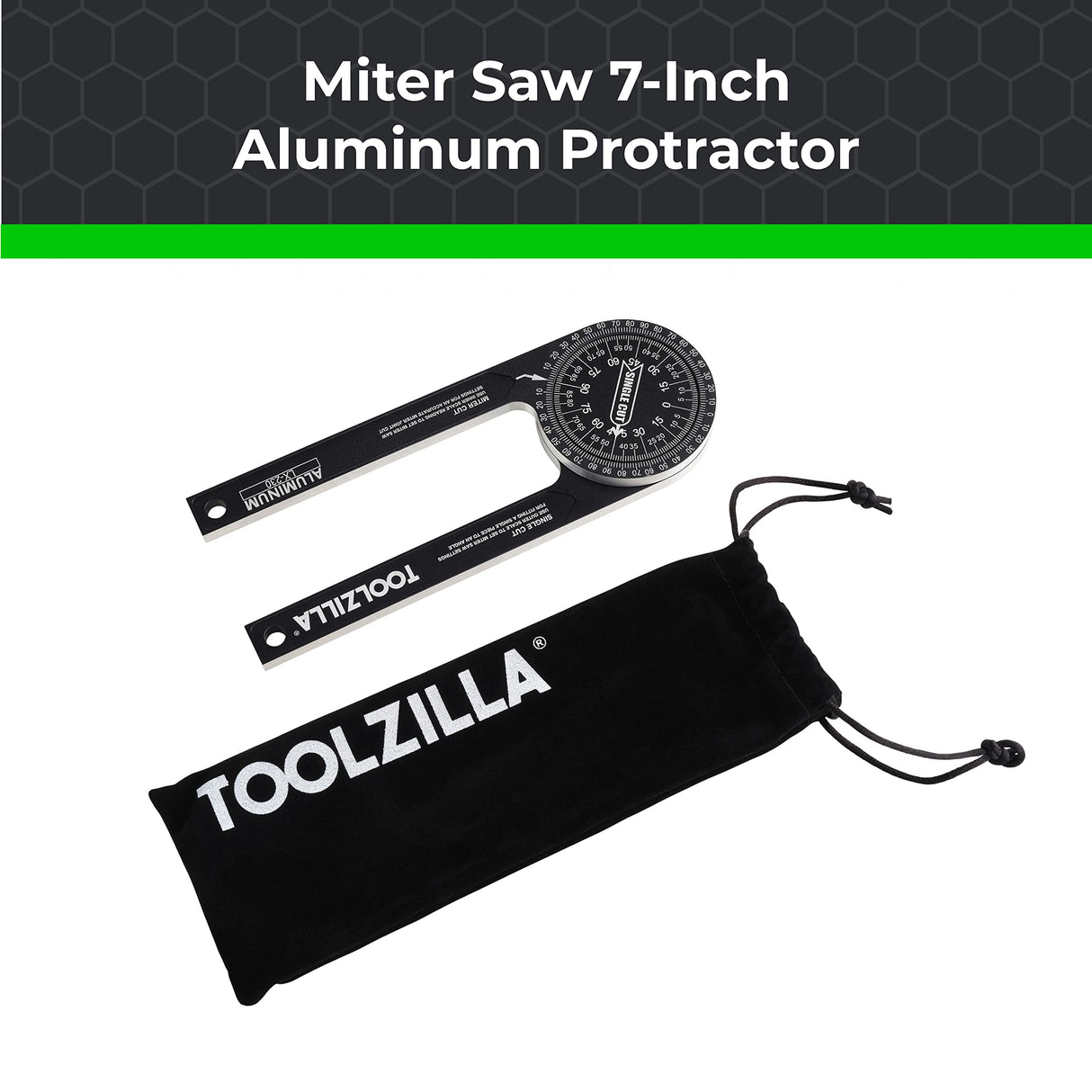 Toolzilla 7-Inch Aluminum Miter Saw Protractor Angle Finder - Measuring Tool with Multiple Scales Features for Woodworking Metalworking and All Building Trade TOOLZILLA