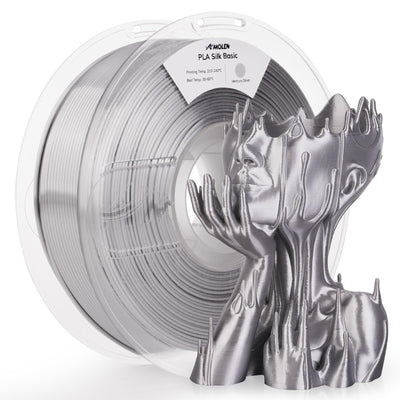 AMOLEN Silk PLA Filament Mercury Silver, 3D Printer Filament 1.75mm for 3D Printing 1kg(2.2lbs) Spool Compatible with Most FDM Printer