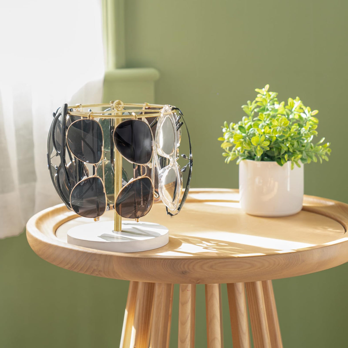 Mkono Sunglasses Organizer Glasses Holder Stand Sunglass Storage Display Eyeglasses Rack for up to 12 Pairs of Eyewear Glasses for Table Dresser Desk Countertop Bedroom, Set of 1, Gold Mkono