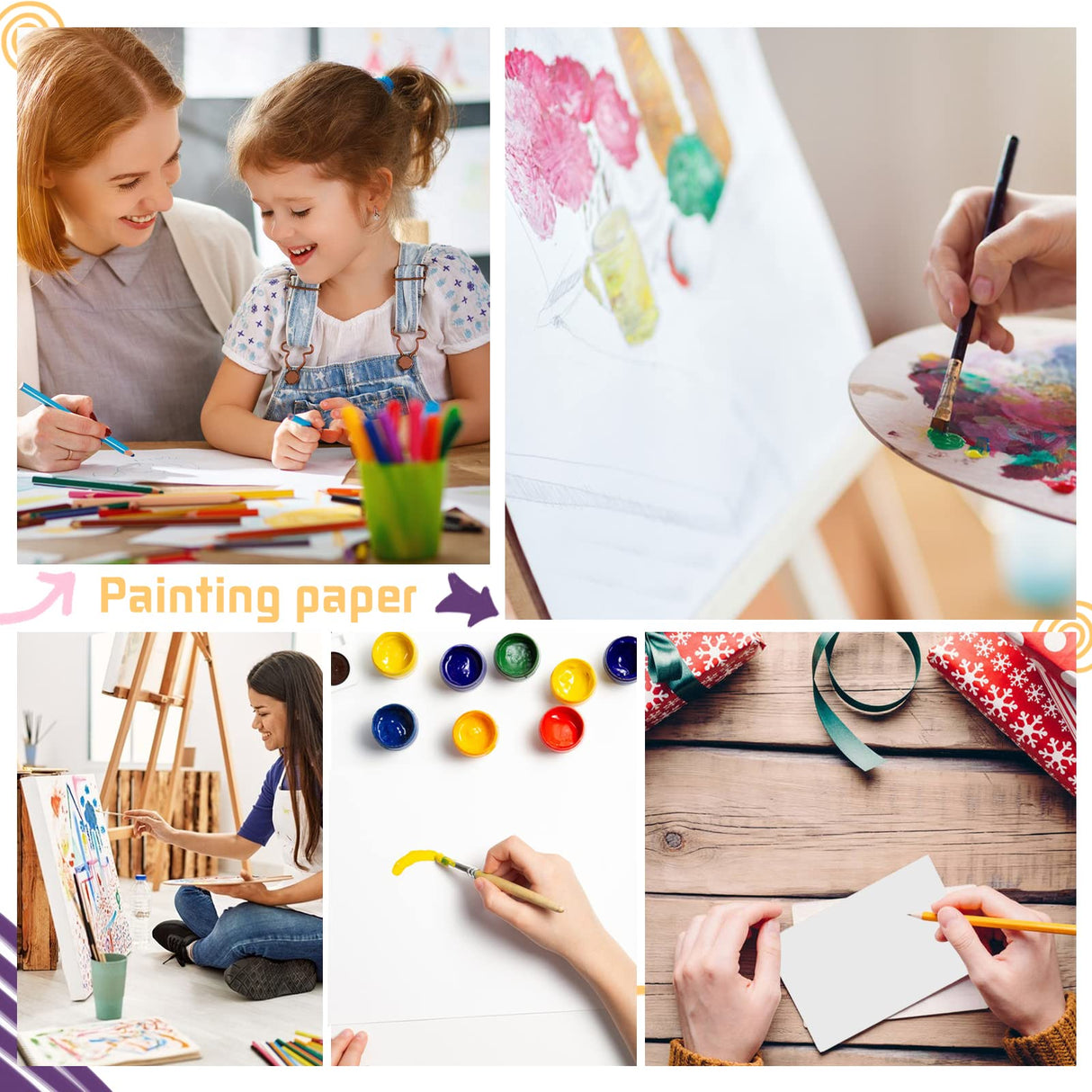 120 Sheets Watercolor Paper Bulk, 140 lb/300 GSM Cold Press Paper White Water Color Paper Cotton Paper for Kids Child Students Adults Artists Drawing Wedding Gift Cards(5 x 7 Inch) Prudiut