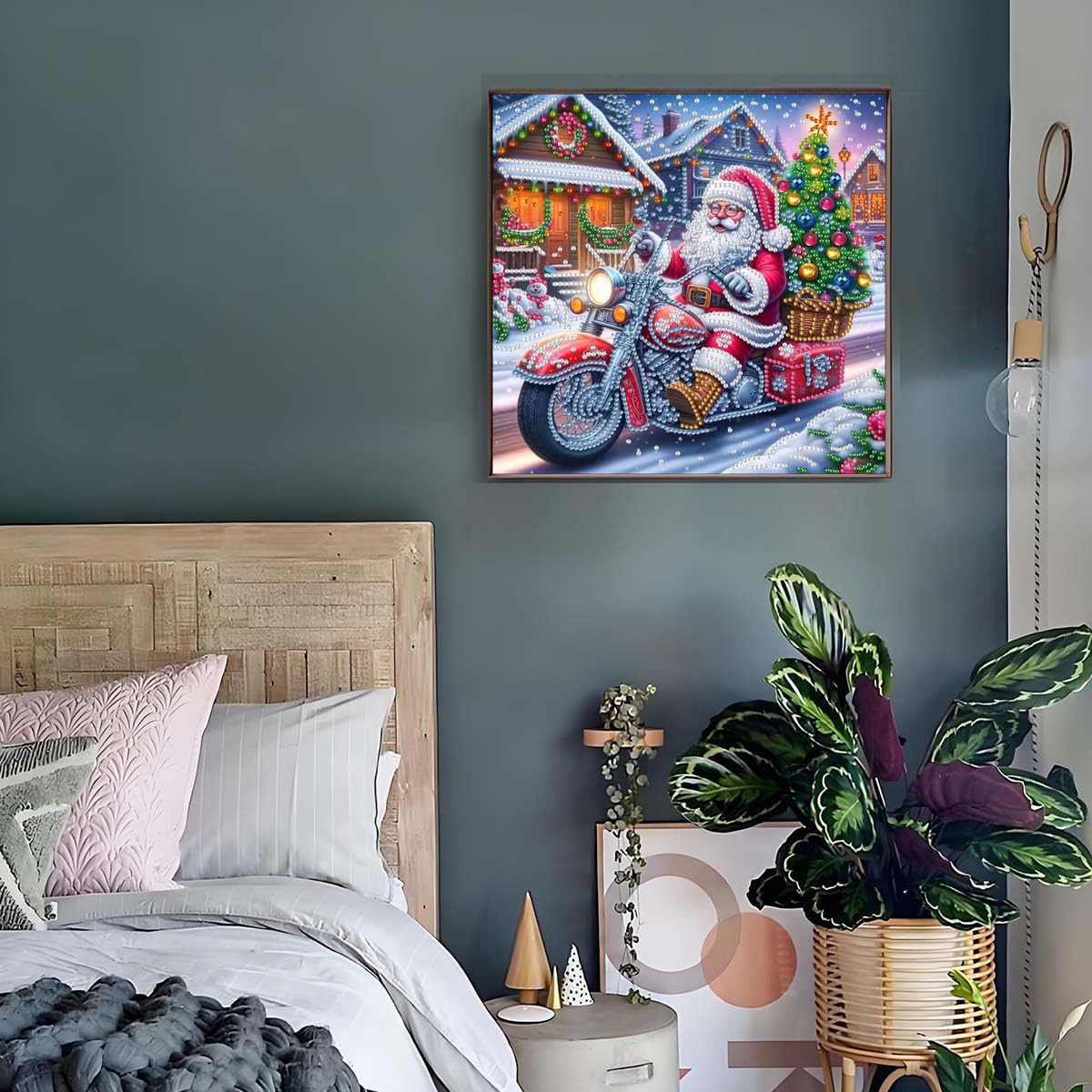 GEMFAMILY Diamond Art Kits for Adults Beginner,Special Shape Diamond Painting Kits for Santa Claus On Motorcycle,DIY Crystal Rhinestones Christmas Painting for Home Wall Decor11.8 x 11.8Inch GEMFAMILY