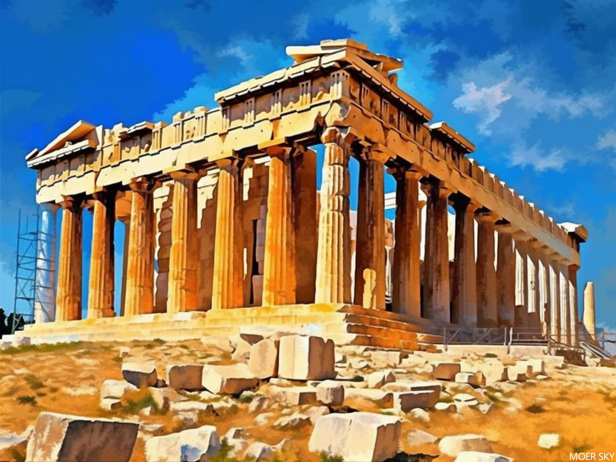 MOER SKY Diamond Art Painting Kits for Adults Parthenon Temple on The Acropolis of Athens Greece 5D DIY Round Drill Paint with Diamond Dots for Home Wall Decor 12x16 Inch MOER SKY