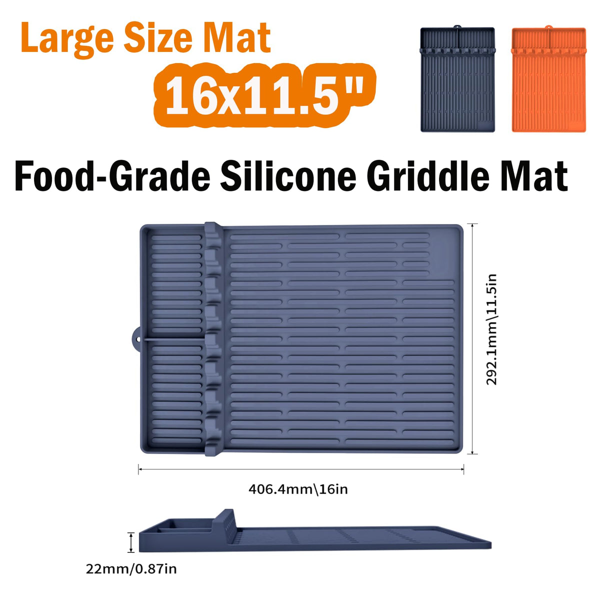 Silicone Grill Mat Accessories for Blackstone Outdoor Grill | Griddle Mat Tools Prep Trays with Drip Pad | Spatula Mat Side Shelf Mat Barbeque Grill Accessories | Food-Grade Silicone Griddle Mat Superjackwang