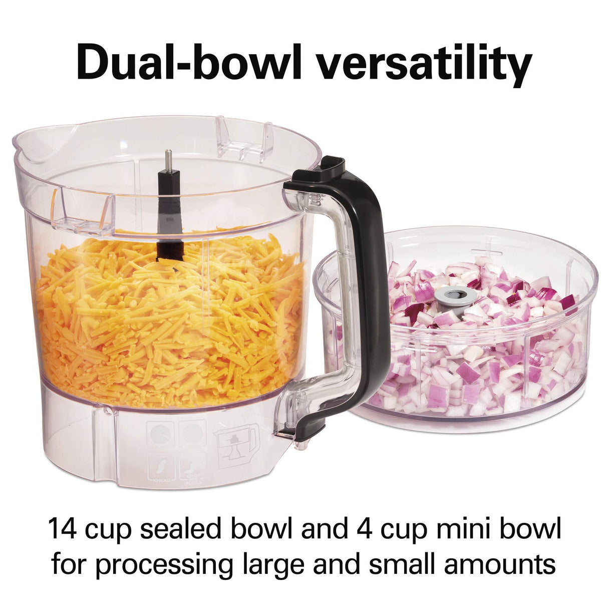 Hamilton Beach Stack & Snap Food Processor and Vegetable Chopper, BPA Free, Stainless Steel Blades, 14 Cup + 4-Cup Mini Bowls, 3-Speed 500 Watt Motor, Black (70585) Hamilton Beach