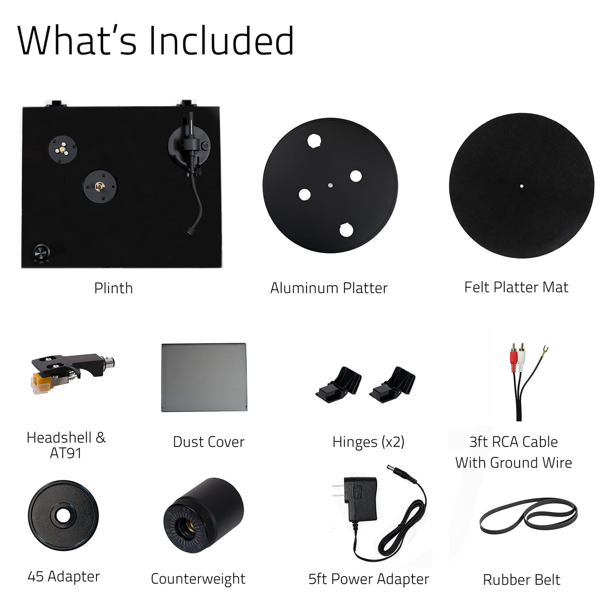 Fluance RT80 Classic High Fidelity Vinyl Turntable Record Player with Audio Technica AT91 Cartridge, Belt Drive, Built-in Preamp, Adjustable Counterweight, Solid Wood Plinth - Piano Black Fluance