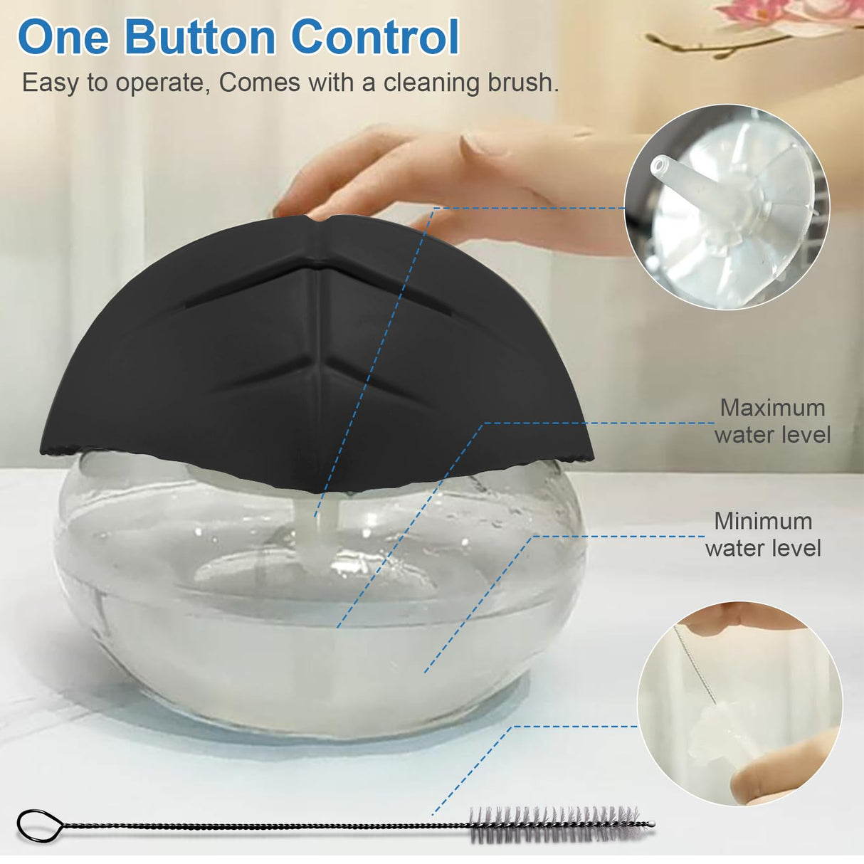 ap airpleasure Water-Based Purifier Air Washer, Air Revitalizer & Freshener, Air Fresher with 7 LED Color Changing Light for Rooms (Black) ap airpleasure