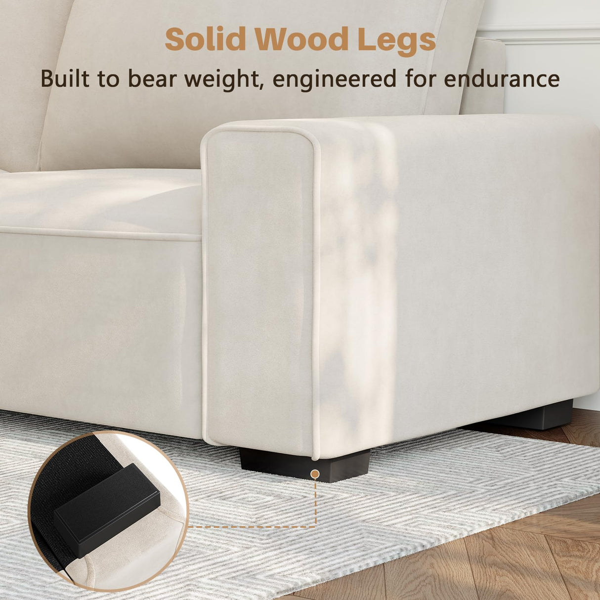 Vesgantti 87'' Chenille Couch for Living Room, 3 Seater Comfy Sofa with Wide Armrest, Thick Spring Cushions, Removable Cover, Modern Cloud Couch for Apartment, Office, Small Space, Chenille Beige Vesgantti