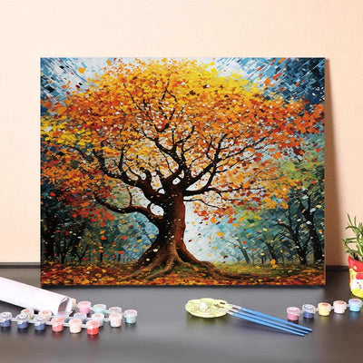 HULDFRDA Paint by Numbers Kit for Adults Beginner Tree Adult Paint by Numbers Tree of Life Adult Paint by Number Kits on Canvas DIY Painting Paint-by-Number Kits Fall Paint by Numbers Kit,16x20 Inch