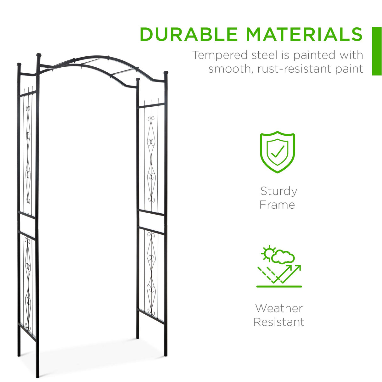 Best Choice Products 92in Steel Garden Arch Arbor Trellis for Outdoor, Yard, Garden, Climbing Plants w/Decorative Wire Lattice - Black Best Choice Products