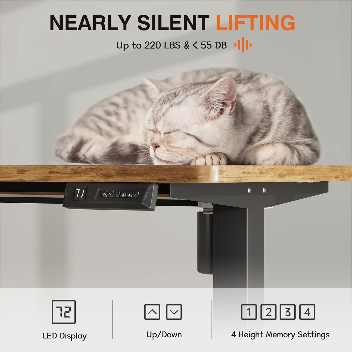 Furmax Electric Standing Desk, 55 x 24 Inches Height Adjustable Desk with Removable Casters, Home Office Computer Desk (White) Furmax