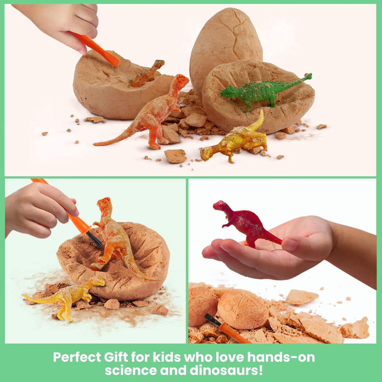 Zippytots Dino Eggs Excavation Dig Kit-12 Unique Dinosaur Eggs with Educational Learning Cards -Easter Eggs STEM Science Activities - Educational Toy Gift for Kids Boys Girls Age 3+ Zippytots