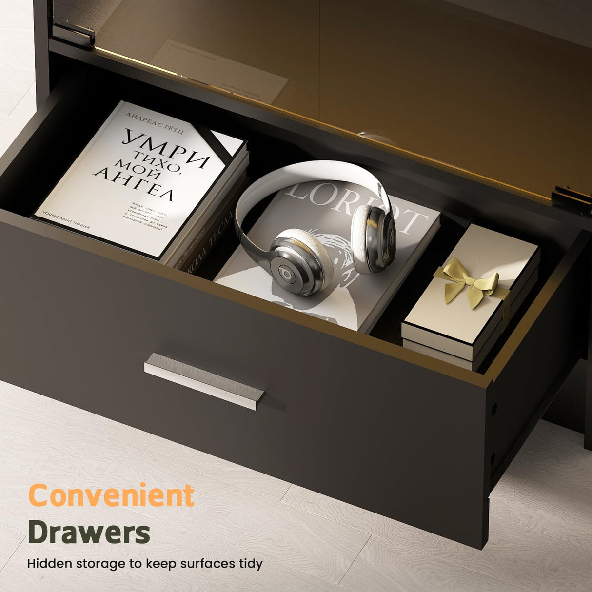 Lamtor Display Cabinet with Glass Doors - 67" Curio Cabinet with RGB LED Lights and Drawer for Collectibles, 4 Tier Glass Display Case for Living Room, Office, Black(Narrow) Lamtor