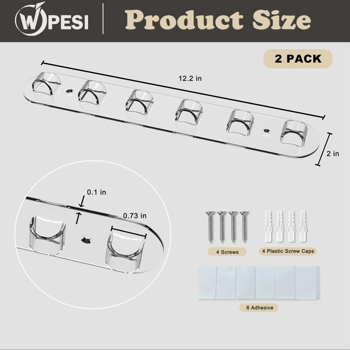WPESI Wall Glasses Holder 2 pack,Sunglass Organizer,Acrylic Sunglasses Display,Sunglasses Rack for Hanging Your Multiple Eyeglasses, Sunglasses Holder Eyeglass Holder Stand (Clear, 6 Slots) WPESI