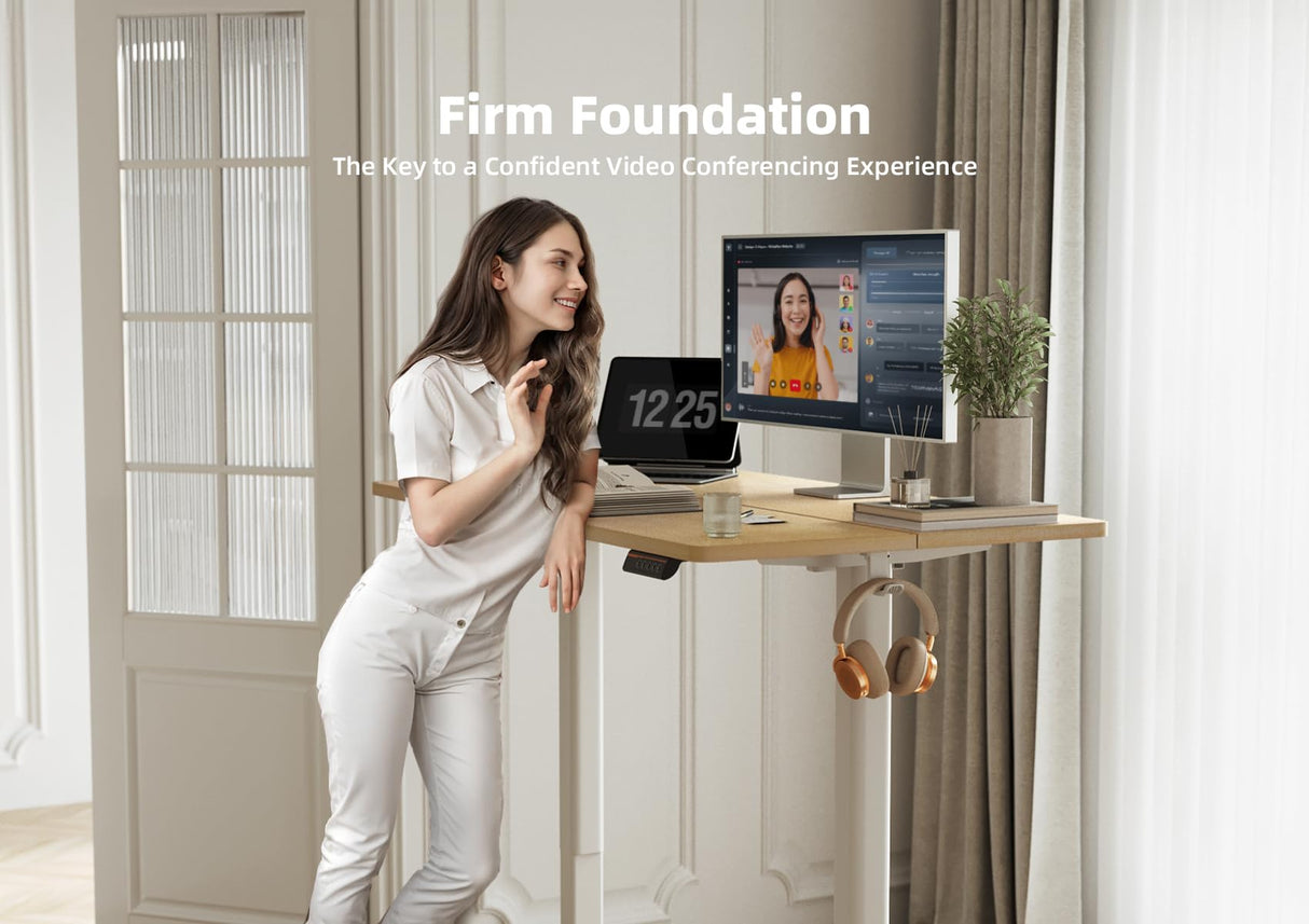 YDN Electric Standing Desk, 55x24 Inch Stand up Desk Adjustable Height, Sit Stand Home Office Desk with Splice Board, Natural YDN