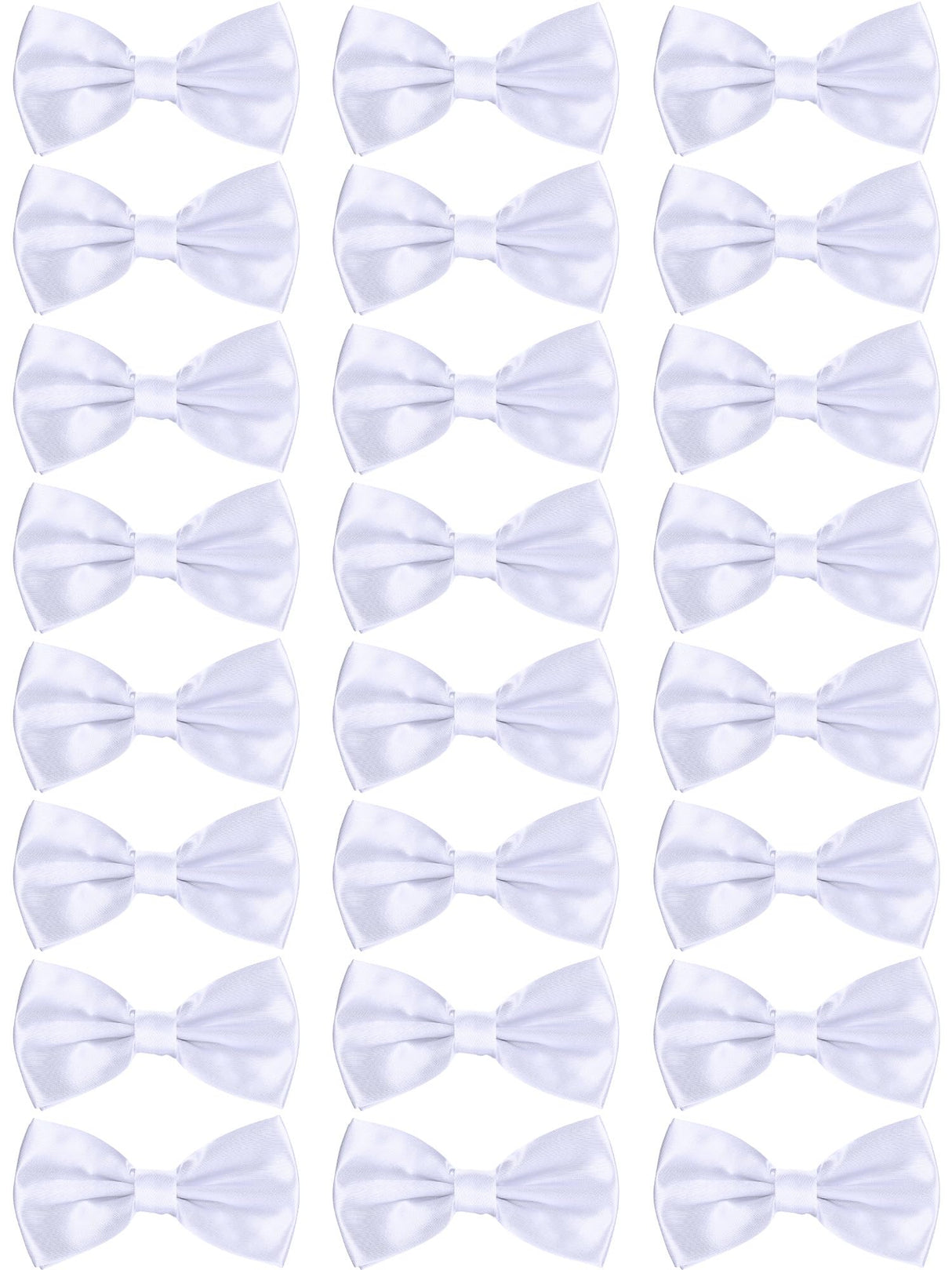 Geyoga 24 Pieces Men's Bow Ties Formal Satin Solid with Adjustable Neck Band Bow Ties for Men (White) Geyoga