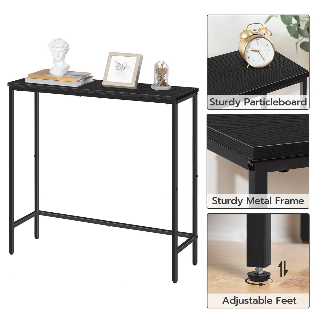 HOOBRO Narrow Console Table, 29.5" Small Entryway Table, Thin Sofa Table, Side Table, Display Table, for Hallway, Bedroom, Living Room, Foyer, Black BK75XG01 HOOBRO