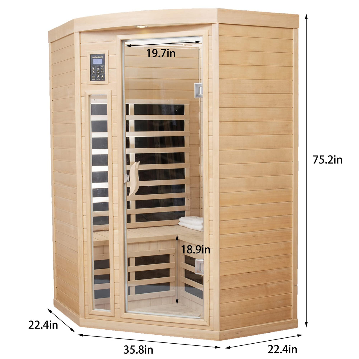 Infrared Sauna Room 2 - 3 People, Hemlock Wooden Sauna, 1600 Watts, 2 person infrared saunas for home Heat Dry Sauna, LCD Control of Temperature, Time, Light and Bluetooth indoor saunas for the home ChiefCarOfficer