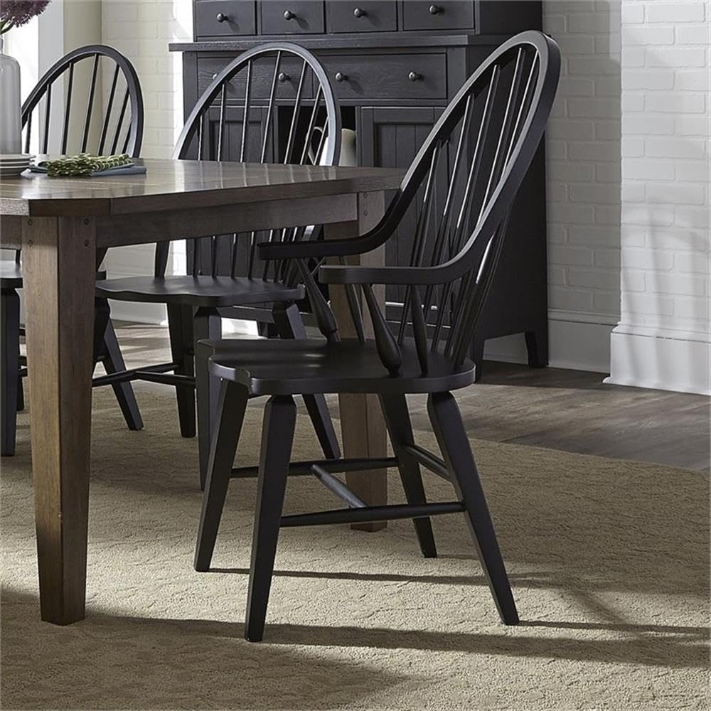 Liberty Furniture Industries Windsor Back Arm Chair, W25 x D25 x H41, Black Liberty