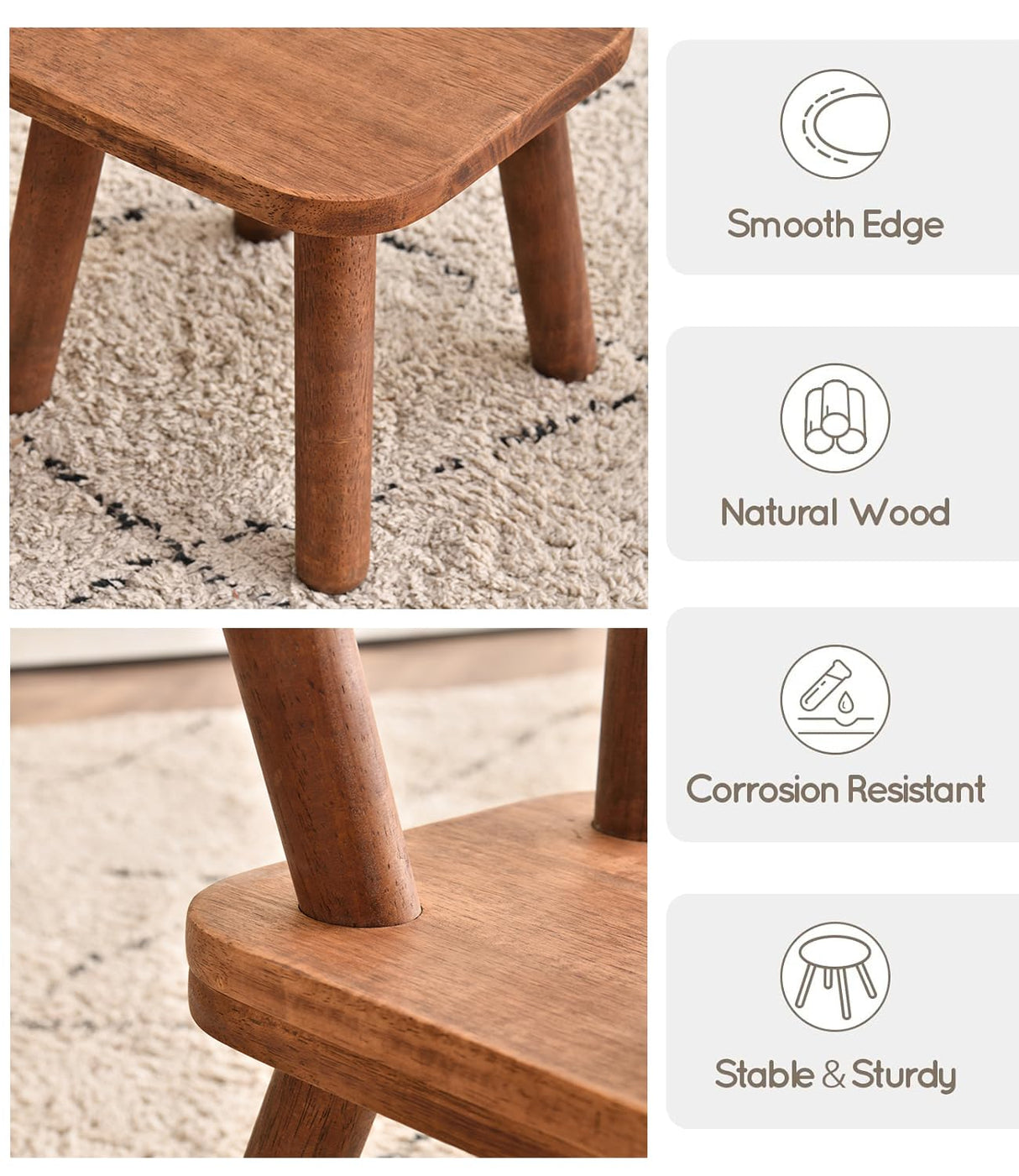 zaowofires Solid Wood Step Stool,Milking Stool,9.3inch Wood Plant Stand, Round Foot Stool, Removable Portable Stool, Shoe Changing Stool, Small Short Stool (Walnut) zaowofires