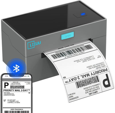 LIIUU Thermal Shipping Label Printer Bluetooth, 4x6 Label Printer for Shipping Packages, Support iOS, iPhone, iPad, Android, Mac, Windows, Widely Used for Amazon, UPS, USPS, Ebay, Etsy