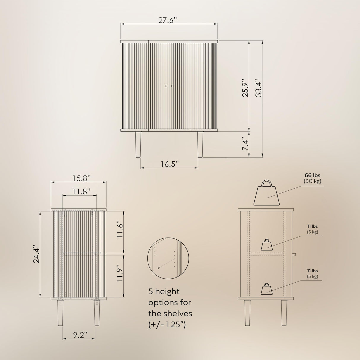 WERMO 28'' Bar Cabinet with Storage - Coffee and Wine Bar Buffet Cabinet with Sliding Doors and Adjustable Shelves. Sideboard Storage Cabinet, Dining Room Cabinet for Kitchen and Living Room (Walnut) WERMO