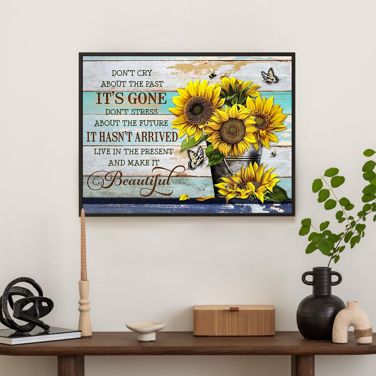 Diamond Art Kits for Adults Sunflower, DIY 5D Diamond Painting Kit for Beginners Inspirational, Inspiring Quotes Full Round Drill Gem Art Dots for Adults Home Wall Decor 16X12 Inch Okarina