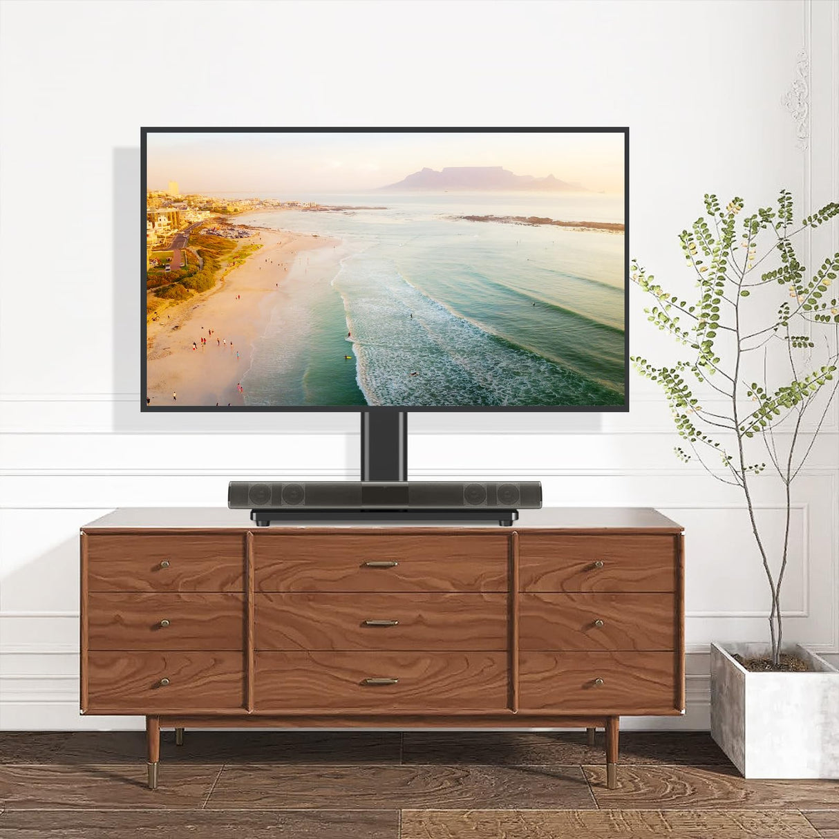 TVON Universal TV Stand Base, Swivel Table Top TV Stand for 20-43 inch TVs/Monitors with 4 Level Height Adjustment and Tempered Glass Base, Holds up to 88LBS, VESA 200x200mm TVON