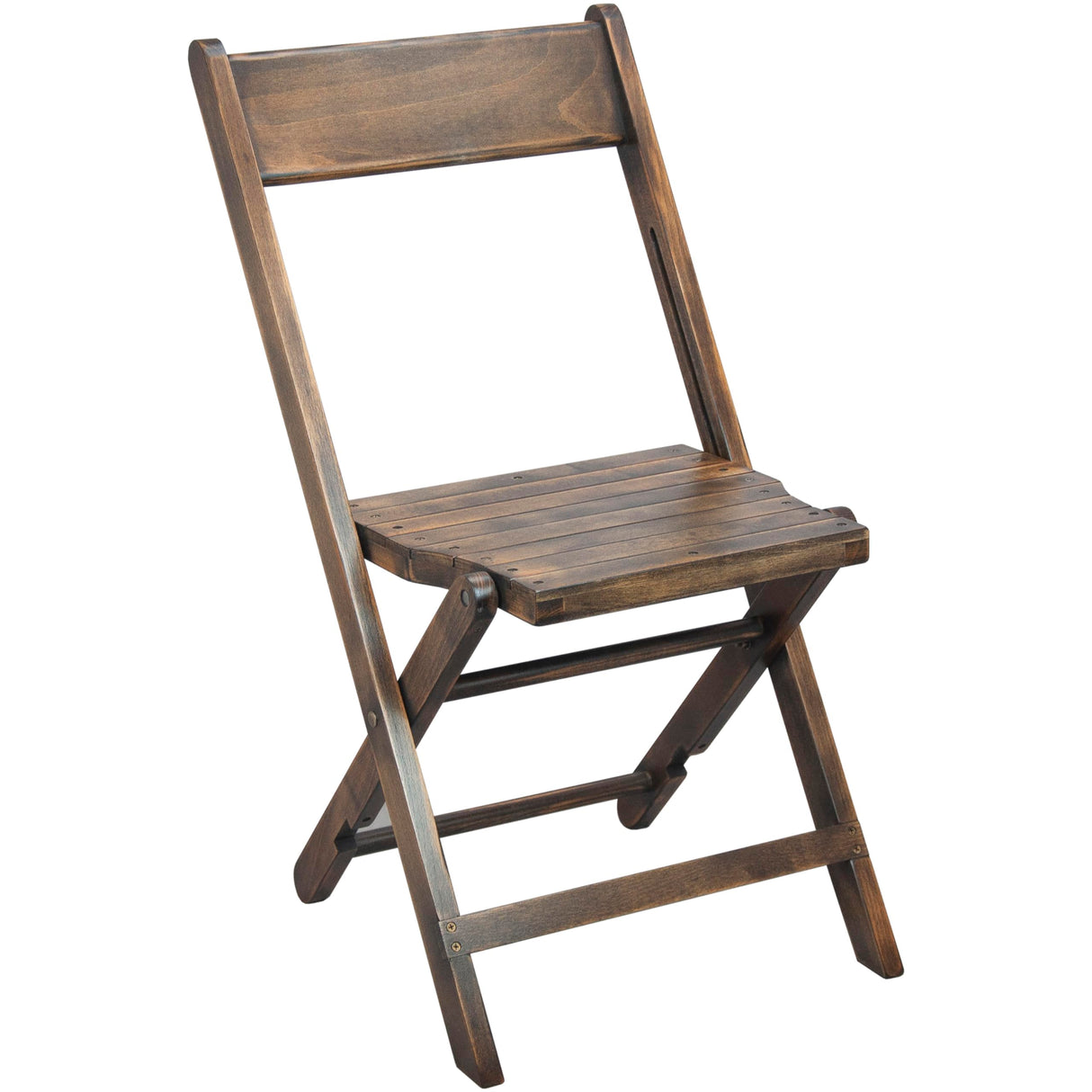 EMMA + OLIVER Slatted Wood Folding Wedding Chair - Event Chair - Antique Black, Set of 2 EMMA + OLIVER