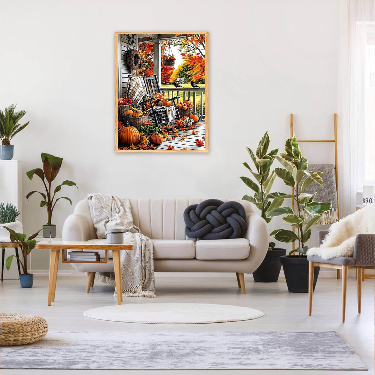 MAXBYE Paint by Numbers, Autumn Porch Adults' Paint by Number Kits, DIY Acrylic Paint Kit for Adults Beginners Unframed, Pumpkins Easy Oil Paint by Numbers Canva for Home Wall Decor 12x16inch MAXBYE