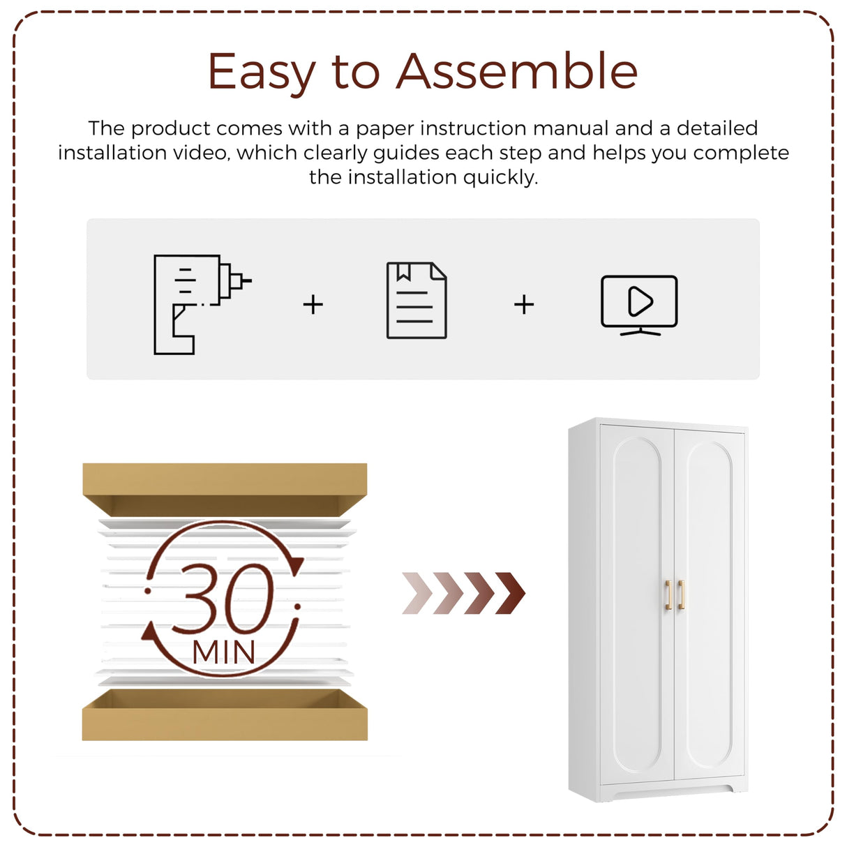 Kubohogar White Pantry Cabinet with Doors, 60" Tall Metal Pantry Cabinet with 3 Adjustable Shelves and Gold Handles, Kitchen Cupboard for Kitchen, Dining Room, Office Kubohogar