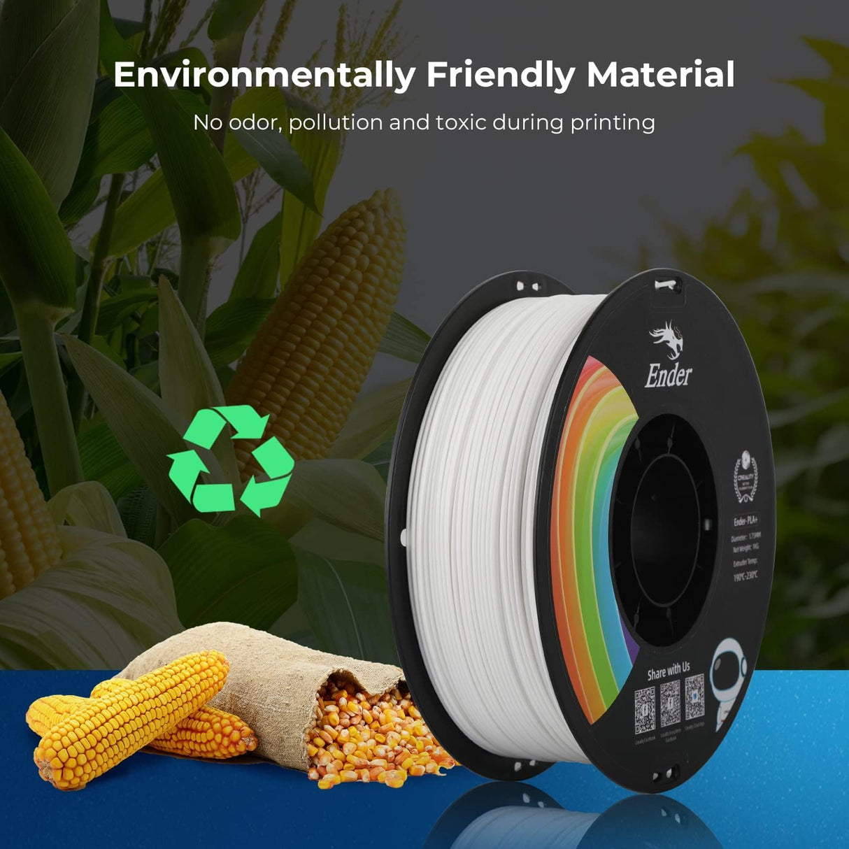 Creality PLA Filament 1.75mm, Upgrade PLA+ Filament Strong Toughness No-Tangling Vacuum Packaging 3D Printing Filament Fit Most FDM 3D Printers, 1kg Spool, Accuracy +/- 0.02mm, Multi-Color Creality