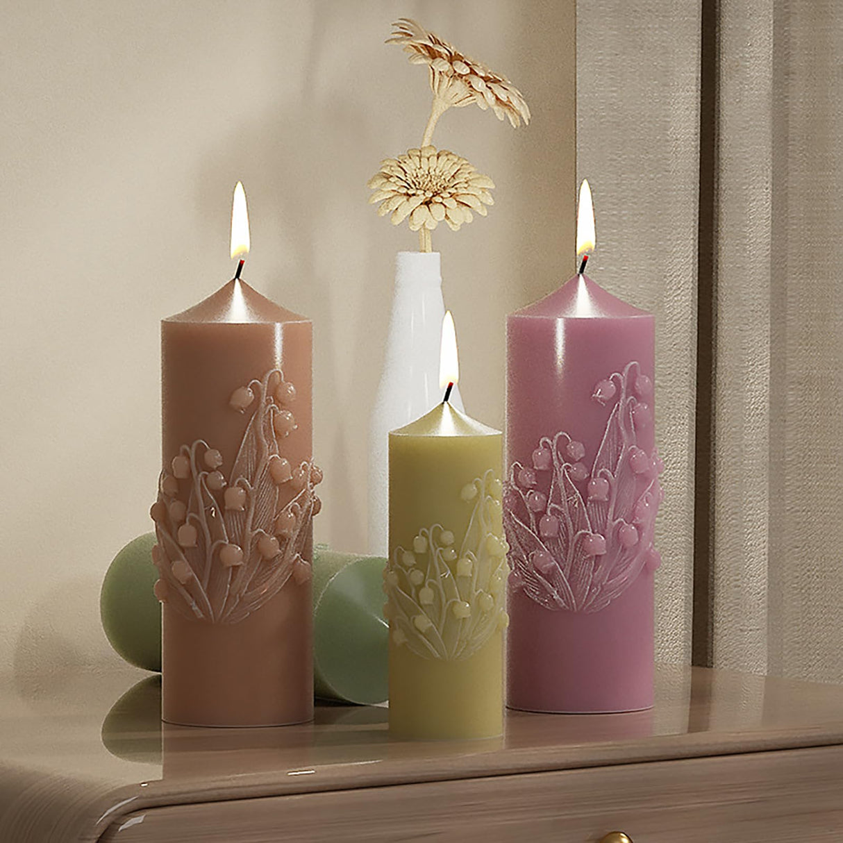 2 Pack Bell Orchid Cylinder Candle Mold - Resin Casting Silicone Mold for Home Decor and 3D Animal Candle Making ESEDAGE