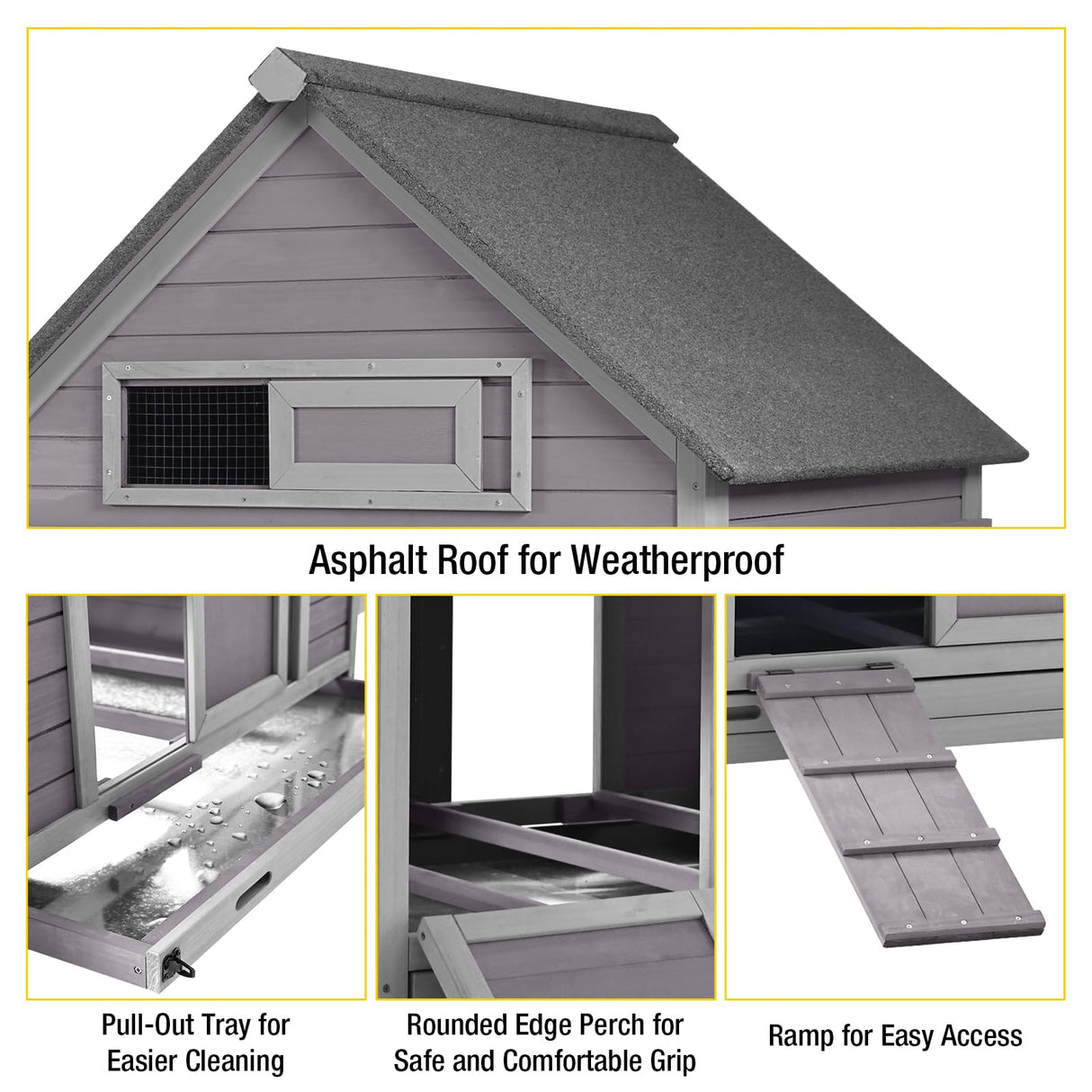 Aivituvin Chicken Coop with Wheels Outdoor Poultry Cage with Two Nesting Boxes 19ft² Wooden Hen House Aivituvin