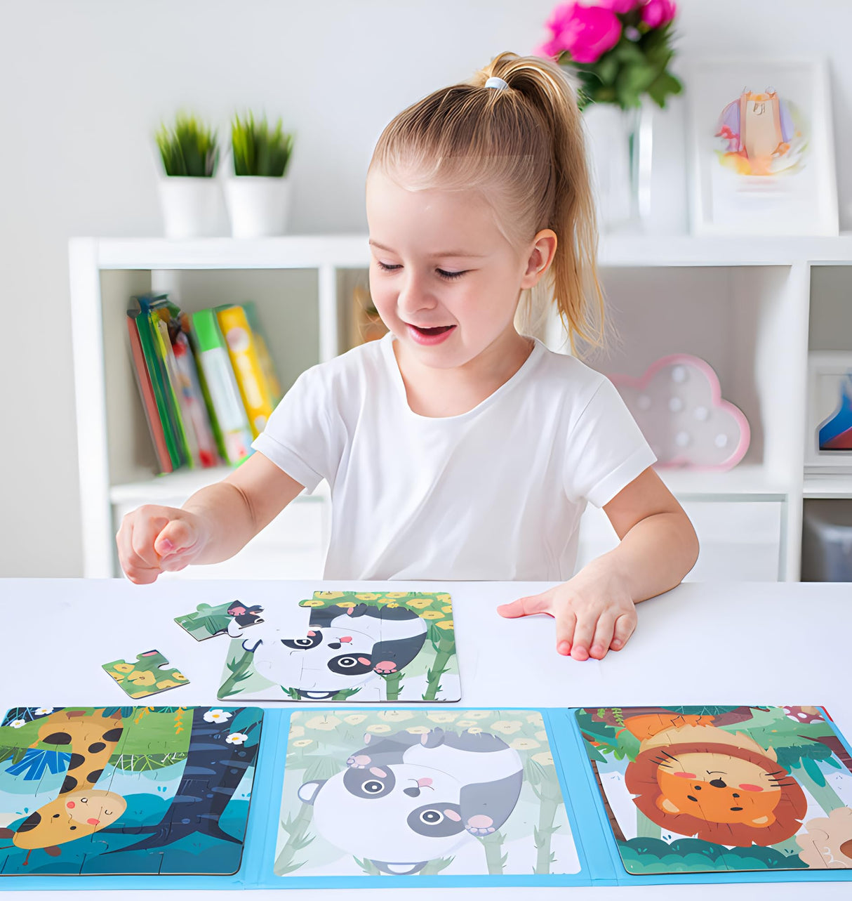 Magnetic Puzzles for Kids Ages 3-5, 3 in 1 Animals Toddlers Magnet Jigsaw Puzzle Book, Kids Travel Road Trip Puzzle Toys for Boys and Girls Ages 4-8 (Animal(9-12-16)) BBtinker