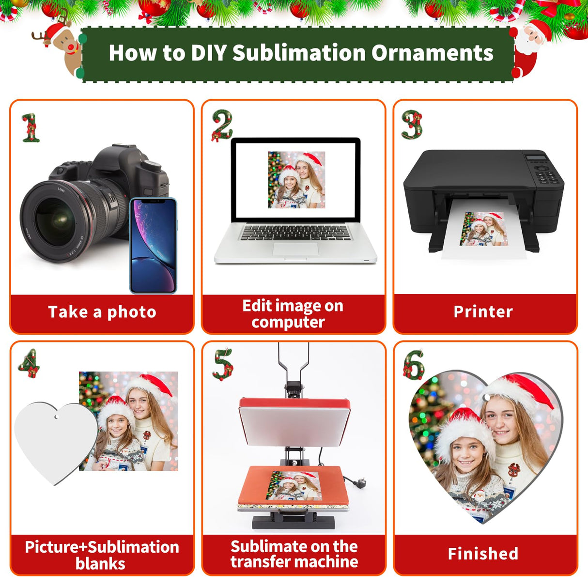Sublimation Ornament Blank, 20Pcs Sublimation Double Sided Blanks 2.95 Inch Christmas Ornament Blank, Personalized DIY Sublimation Pendants Blanks (Combination) Deekypol