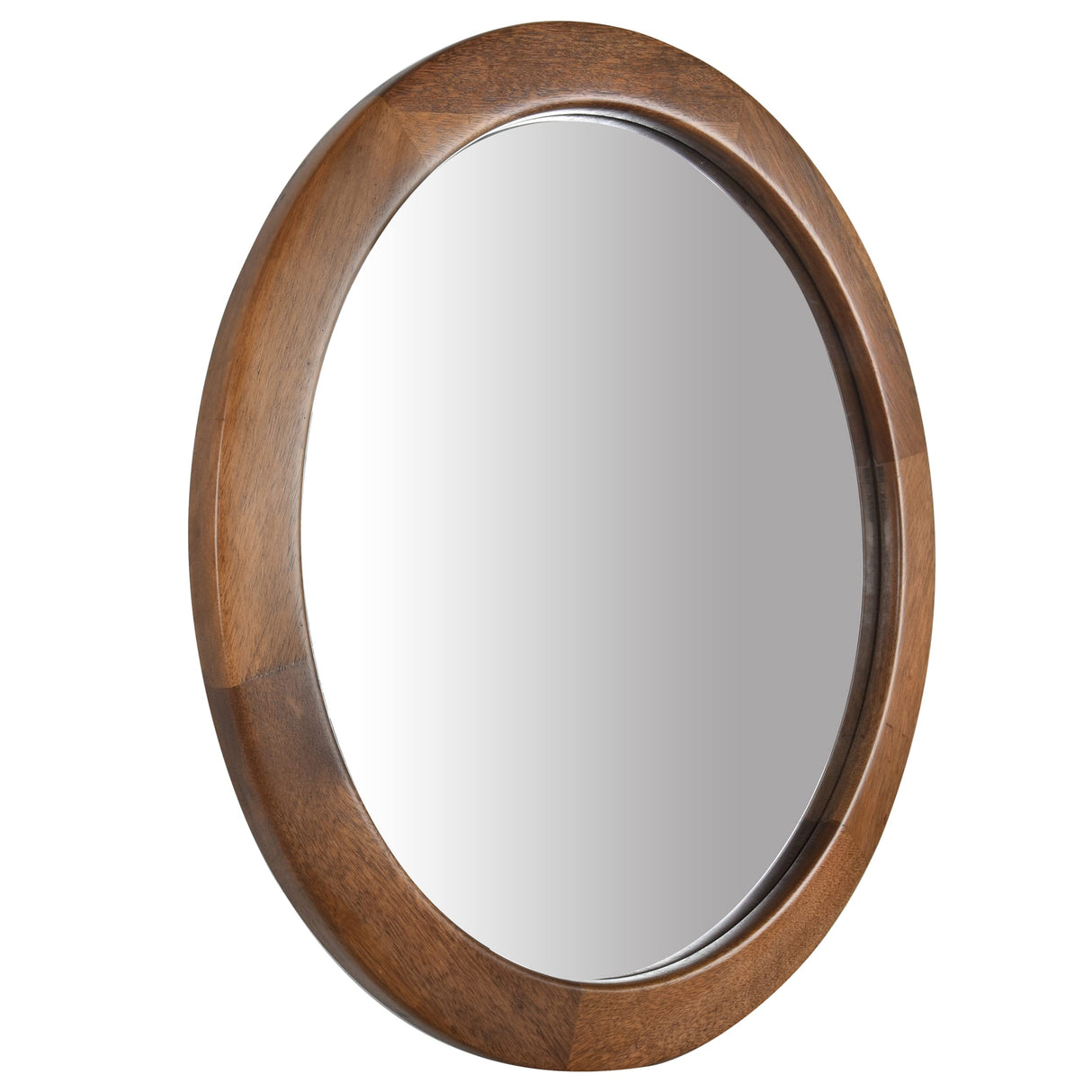 CULER Round Mirrors 30 Inch,Wood Vanity Wall Rustic Mirror with Walnut Frame, Wooden Mirror for Bathroom Bedroom Living Room Or Entryway(Walnut Brown) CULER