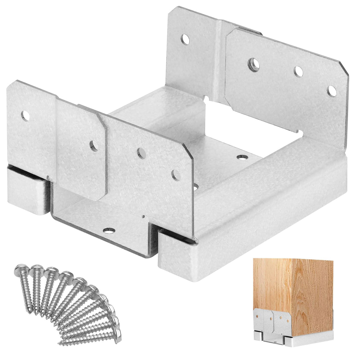 6 PCS 4x4 Post Base for Concrete, Adjustable Aluminum-zinc Plated Steel Deck Post Anchor Base for 3.5x3.5 Wood, Post Base Holder with 1" Standoff for Deck Gazebo Pergola Porch(Includes Screws Lonsge