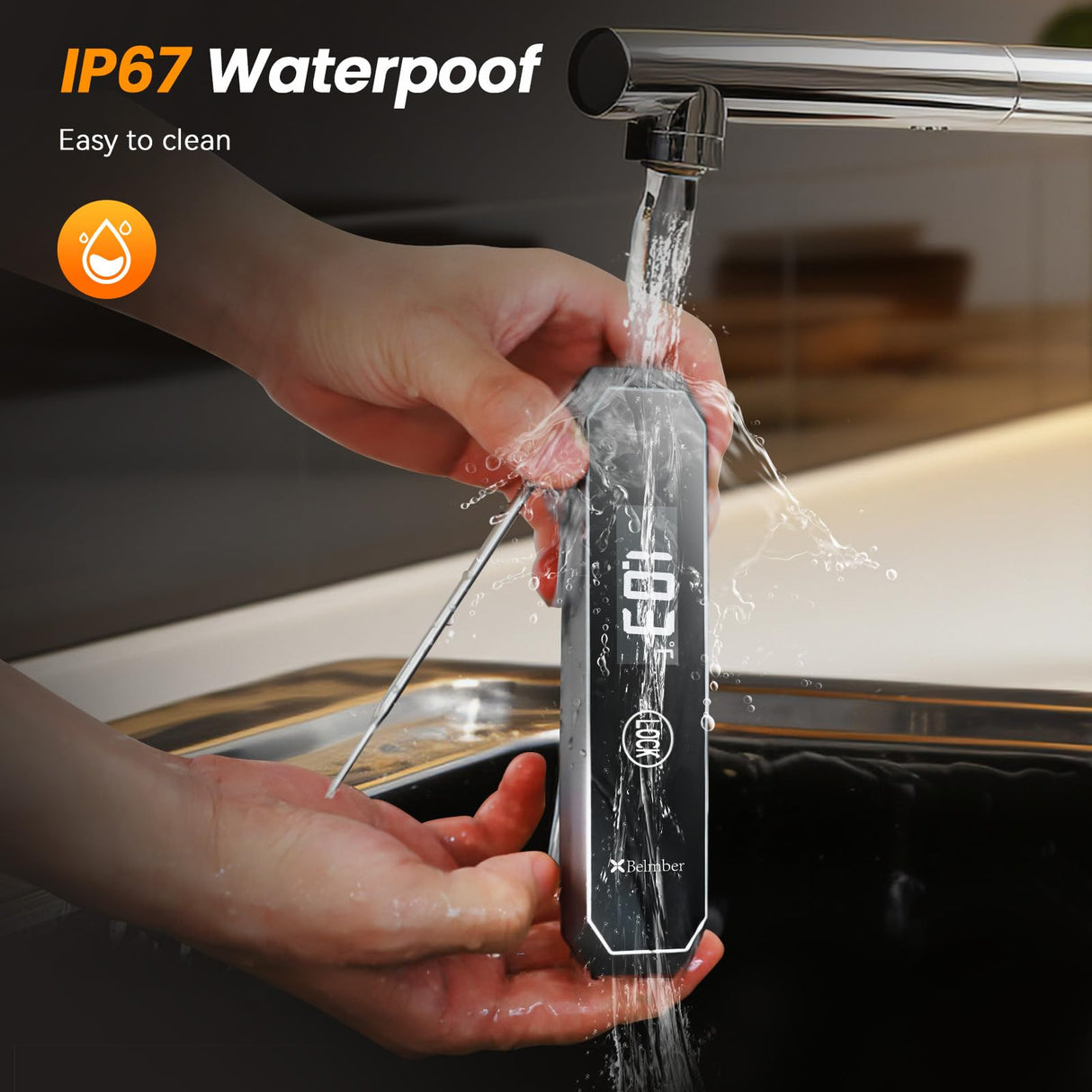 Meat Thermometer Digital, 0.5 Sec Instant Read Food Thermometer for Cooking Grilling Air Fryer, Kitchen Cooking Food Thermometer for BBQ Smoker Oil Fry Candy Thermometers (Grey) XBelmber