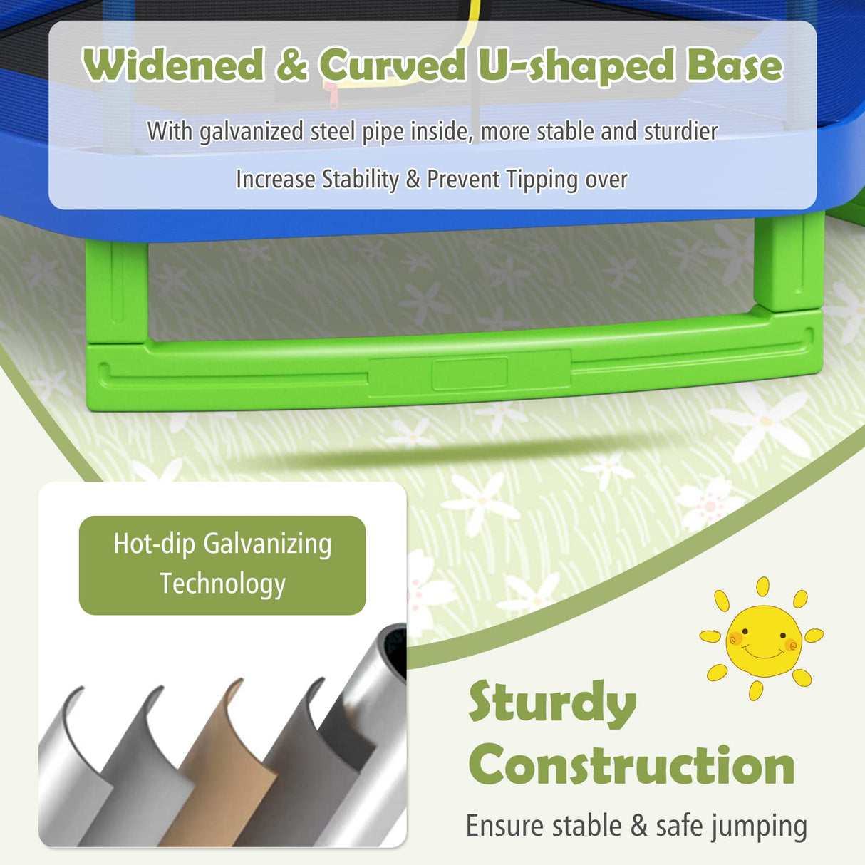 Giantex 7FT 84” Kids Trampoline for Toddlers with Enclosure Net, ASTM Approval & Widened Base for Indoor Outdoor Giantex