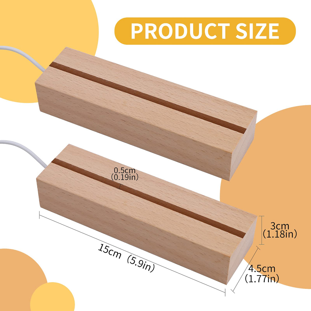 TSLBW LED Lights Display Base, Wooden Light Display Stand, Square, Warm/White Light, 20.0 cm x 10.0 cm x 4.0 cm, Wood, Pedestal, Non-Assembly Required TSLBW