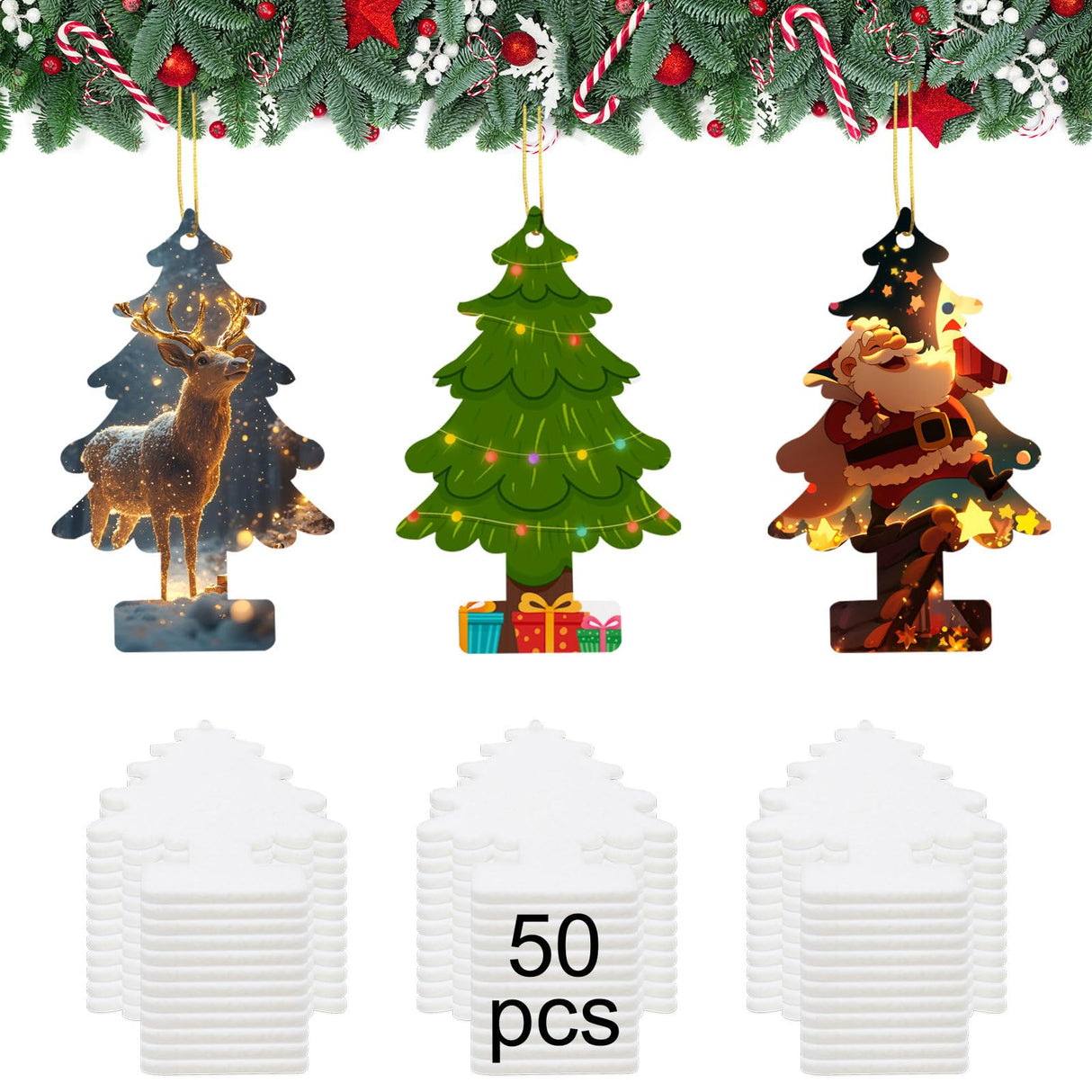 50 pcs Sublimation air fresheners Blanks ,Sublimation Blanks Products DIY Air Freshener for Car and Home Hanging Decoration Sublimation car freshener Blanks Sublimation Ornaments Blanks GEKIXUTP