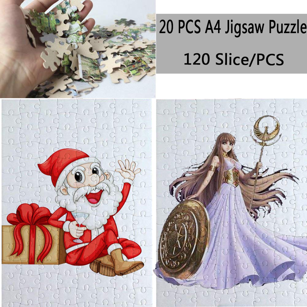 20 Sets Blank Sublimation A4 Jigsaw Puzzle with 120 Pieces DIY Heat Press Transfer Crafts A4 Thermal Transfer Puzzle Wholesale DIY Thermal Transfer Pearl Puzzle Blank Puzzle Thermal Transfer Supplies MS WGO