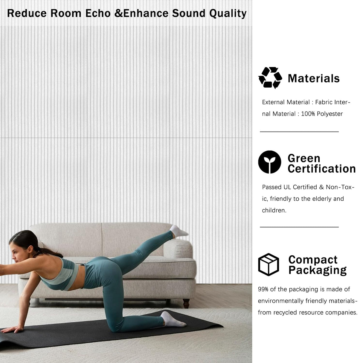 10 Pack Acoustic Panels,47.2x23.6x0.4 inch Acoustical Wall Panels,Large Soundproof Panels,Self-Adhesive Sound proof panels for walls,Acoustic Treatment for Recording Studio&Office Vertical,White EVENRISING